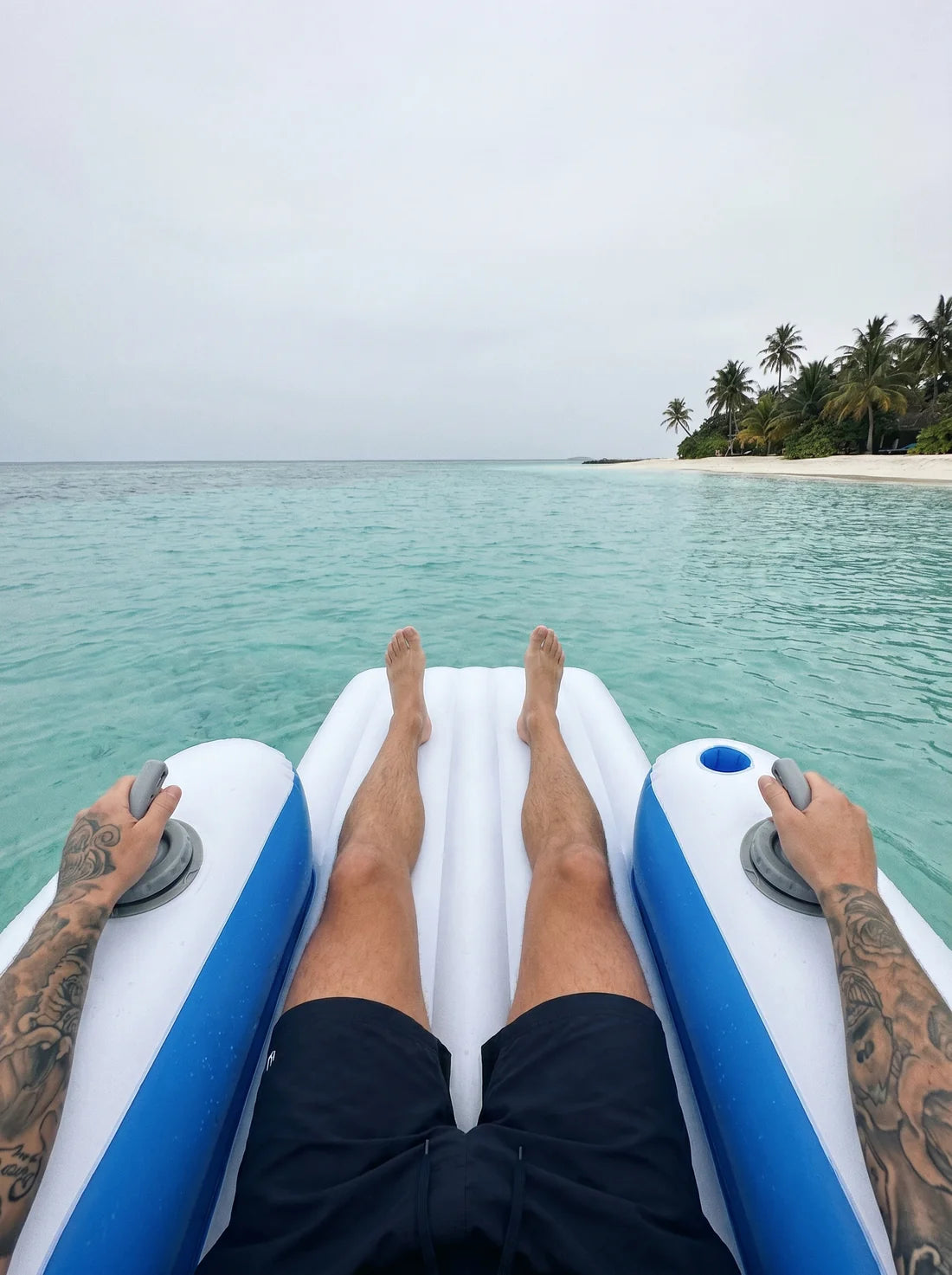 Relaxing on the DriftPal at a tropical beach